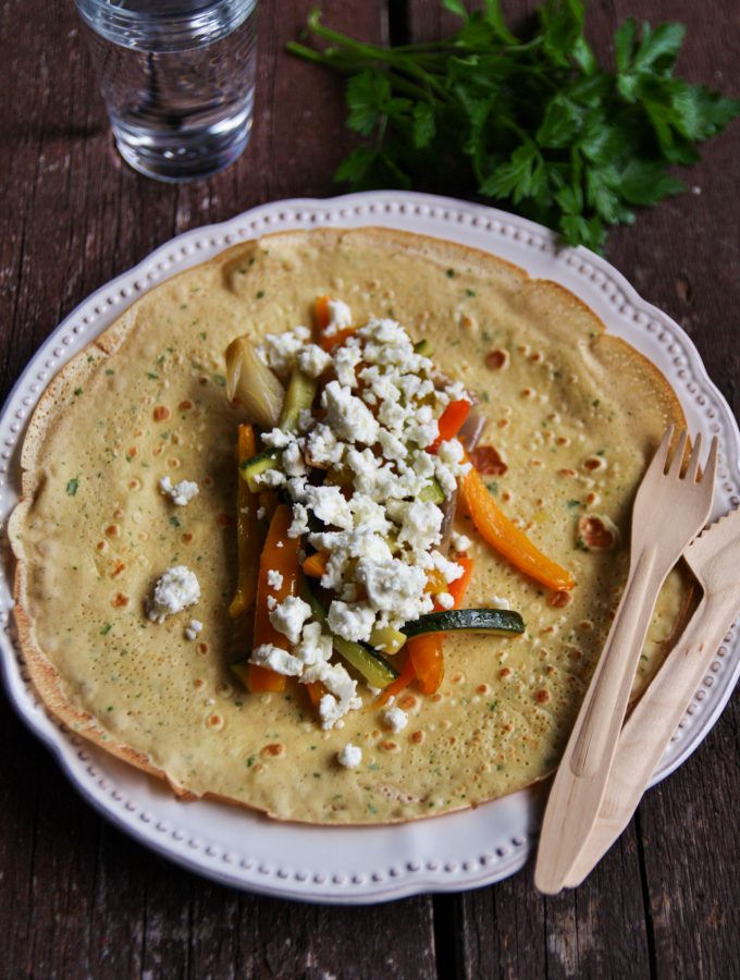 Crêpes senza glutine con verdure e feta