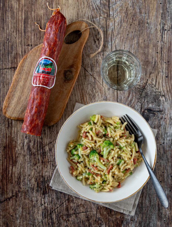 Pasta risottata con broccoli e salsiccia al peperoncino Wolf